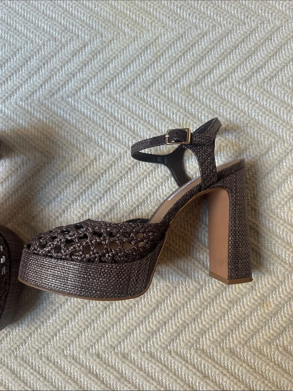 Steve Madden Brown Lexie Raffia Platform Heels
